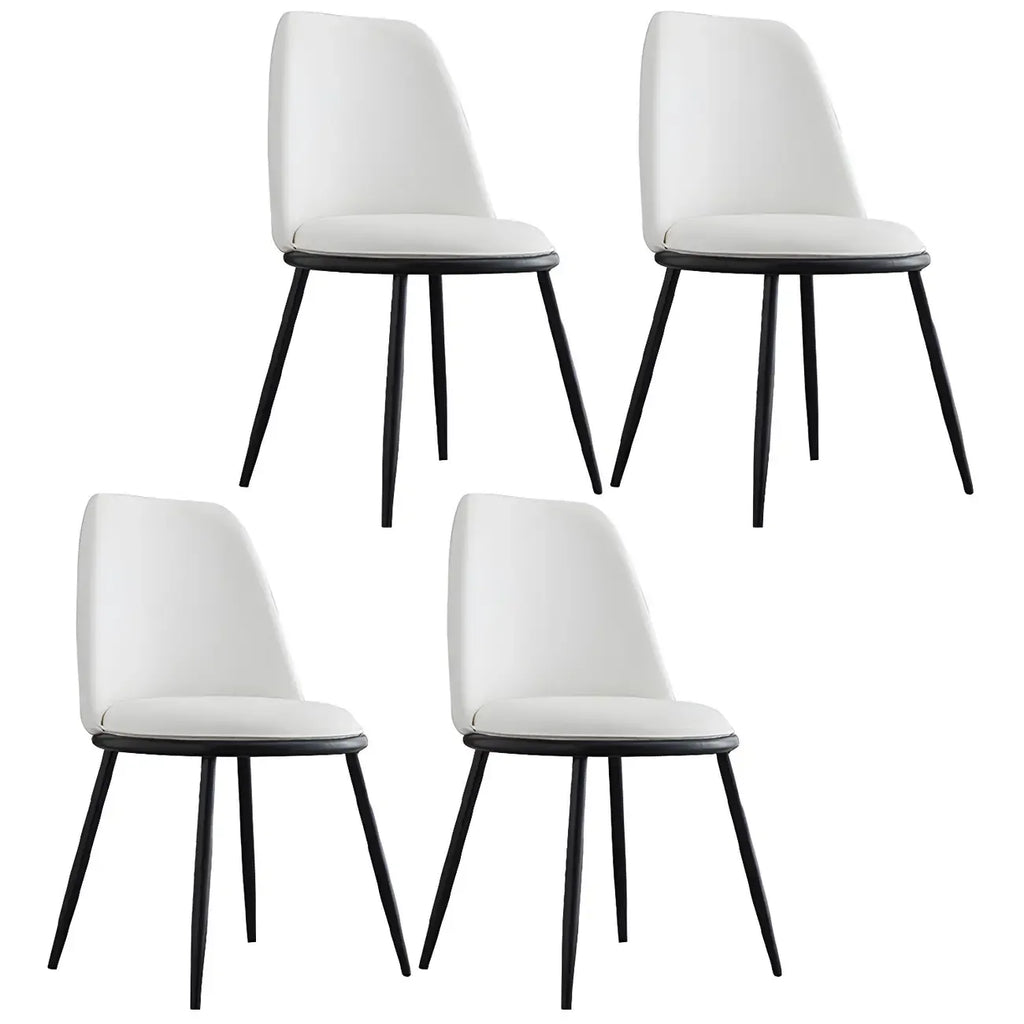 Chaises de salle à manger glamour scandinaves en cuir sans accoudoirs, structure en métal