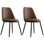 Chaises de salle à manger glamour scandinaves en cuir sans accoudoirs, structure en métal