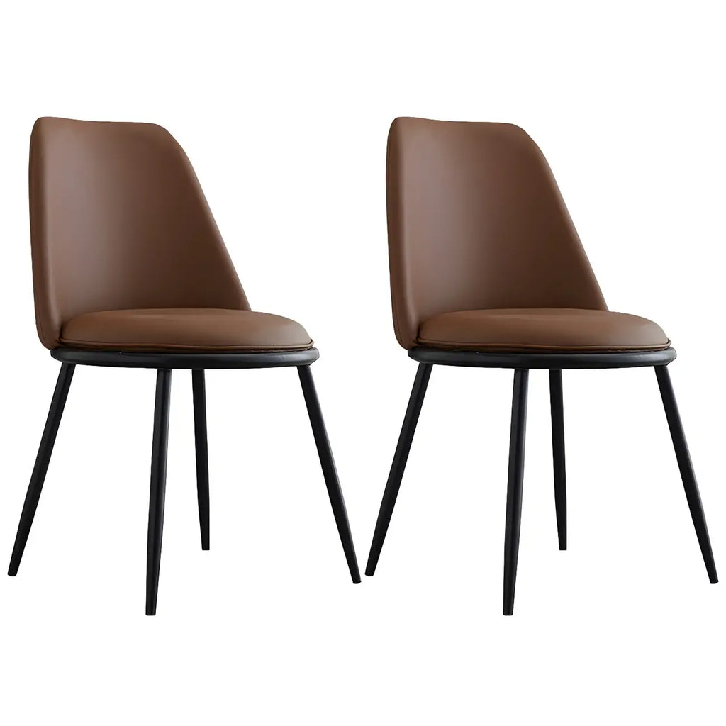 Chaises de salle à manger glamour scandinaves en cuir sans accoudoirs, structure en métal