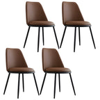 Chaises de salle à manger glamour scandinaves en cuir sans accoudoirs, structure en métal