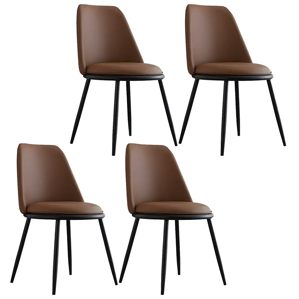Chaises de salle à manger glamour scandinaves en cuir sans accoudoirs, structure en métal