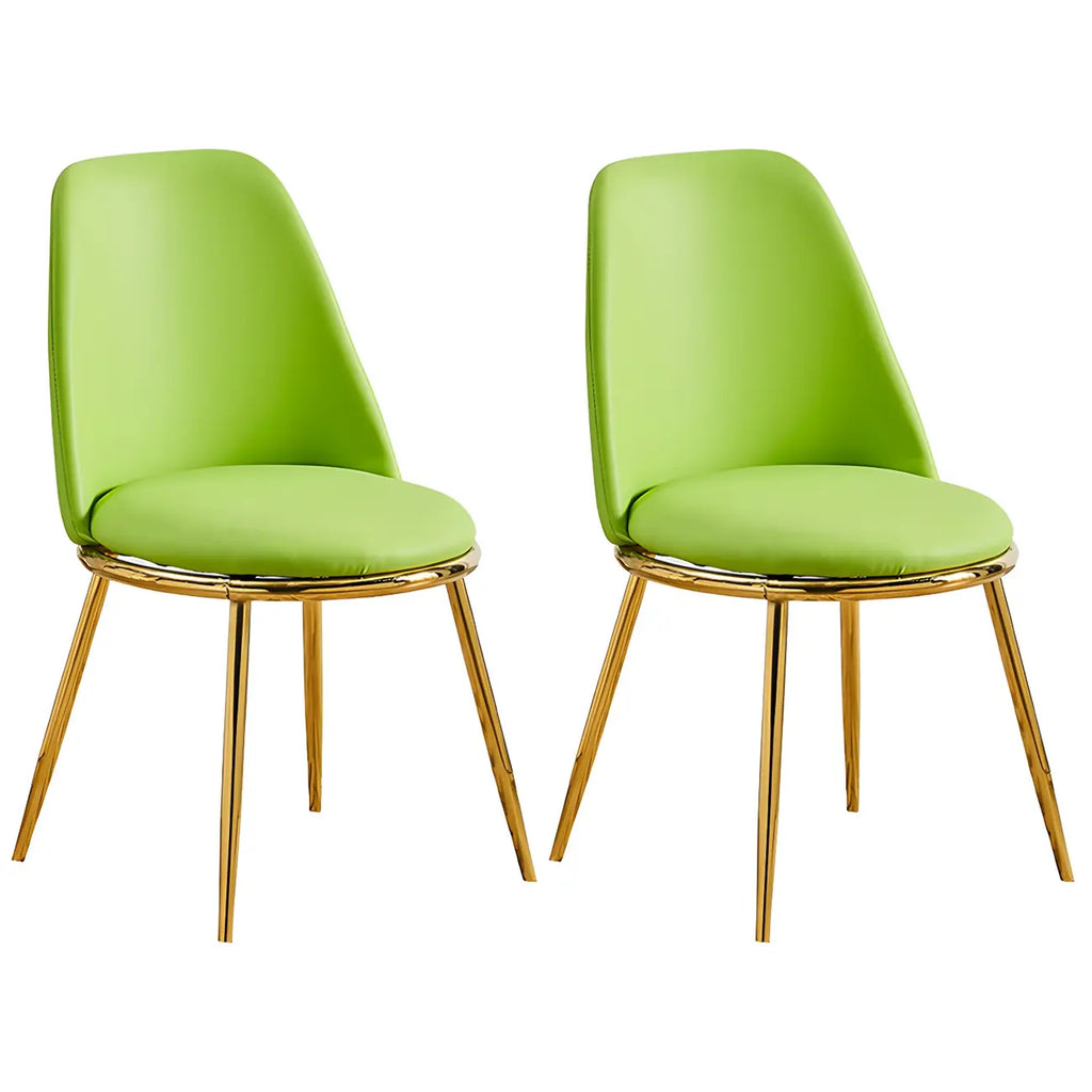 Chaises de salle à manger glamour scandinaves en cuir sans accoudoirs, structure en métal