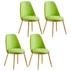 Chaises de salle à manger glamour scandinaves en cuir sans accoudoirs, structure en métal
