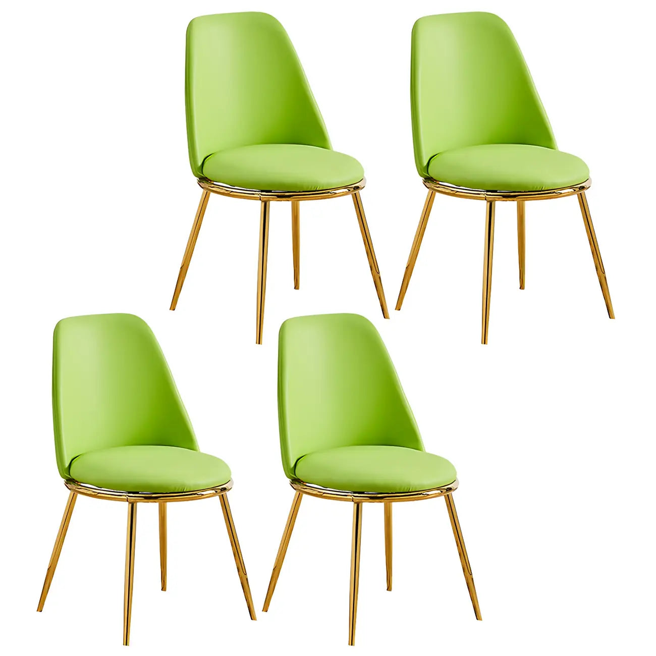 Chaises de salle à manger glamour scandinaves en cuir sans accoudoirs, structure en métal