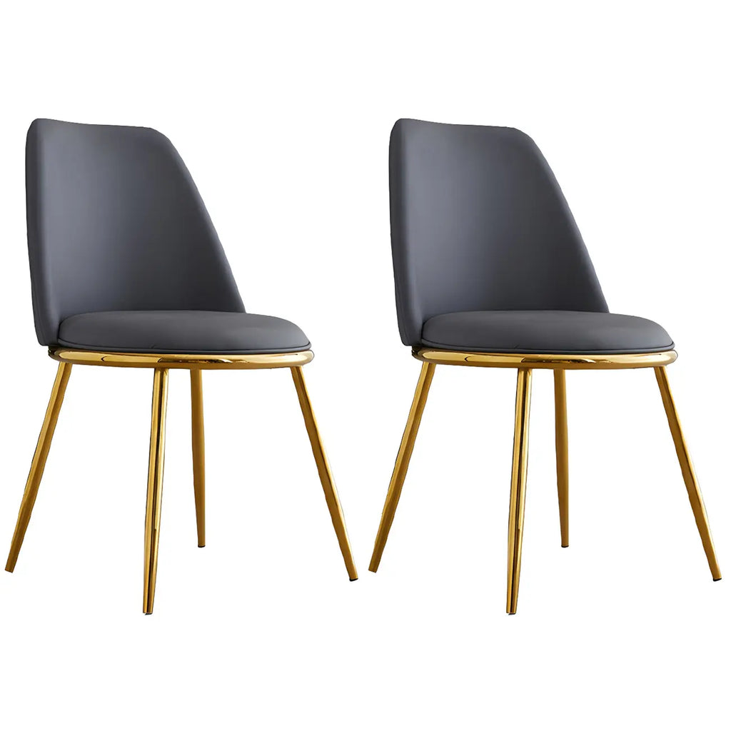 Chaises de salle à manger glamour scandinaves en cuir sans accoudoirs, structure en métal