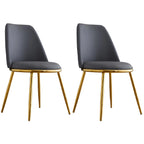 Chaises de salle à manger glamour scandinaves en cuir sans accoudoirs, structure en métal