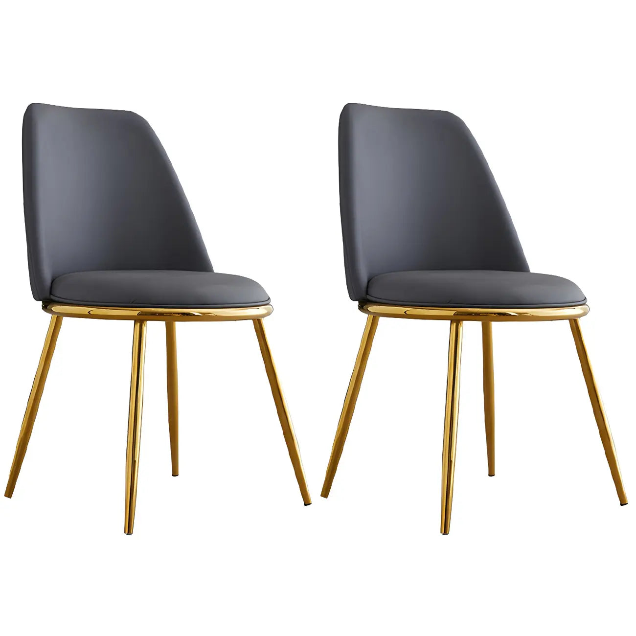 Chaises de salle à manger glamour scandinaves en cuir sans accoudoirs, structure en métal
