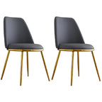 Chaises de salle à manger glamour scandinaves en cuir sans accoudoirs, structure en métal