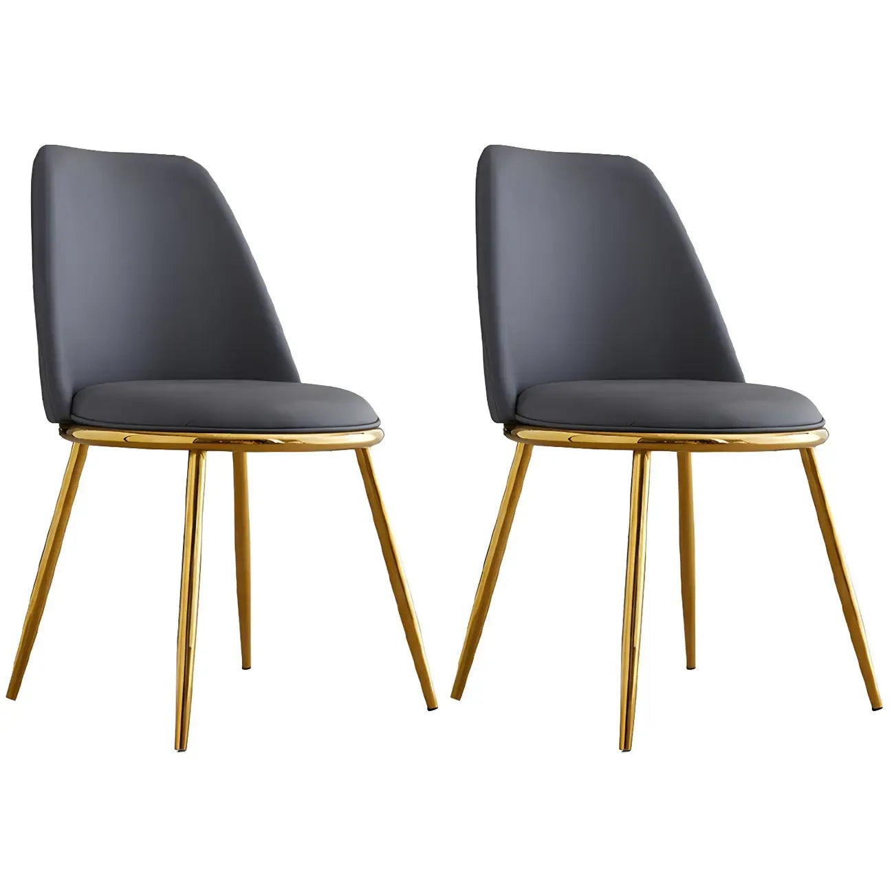 Chaises de salle à manger glamour scandinaves en cuir sans accoudoirs, structure en métal