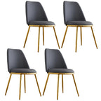 Chaises de salle à manger glamour scandinaves en cuir sans accoudoirs, structure en métal