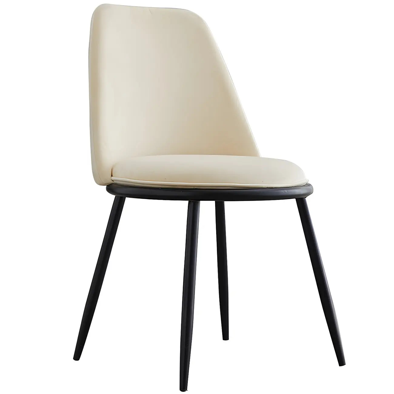 Chaises de salle à manger glamour scandinaves en cuir sans accoudoirs, structure en métal