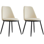 Chaises de salle à manger glamour scandinaves en cuir sans accoudoirs, structure en métal