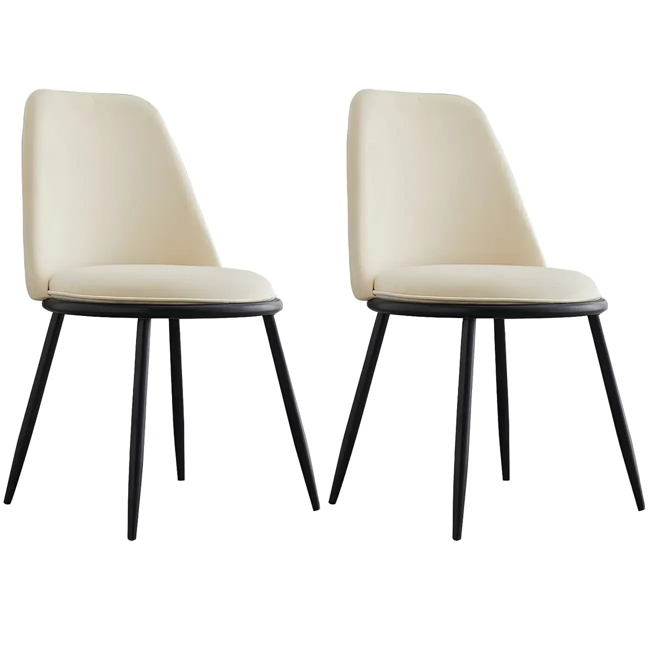 Chaises de salle à manger glamour scandinaves en cuir sans accoudoirs, structure en métal