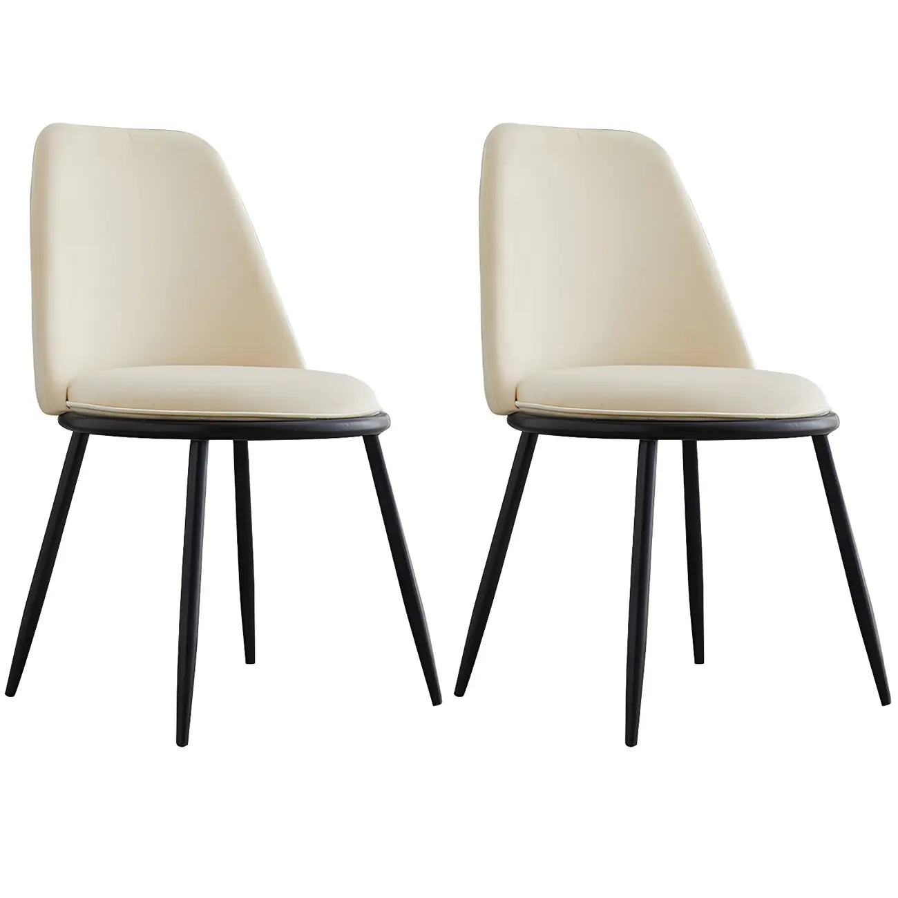 Chaises de salle à manger glamour scandinaves en cuir sans accoudoirs, structure en métal