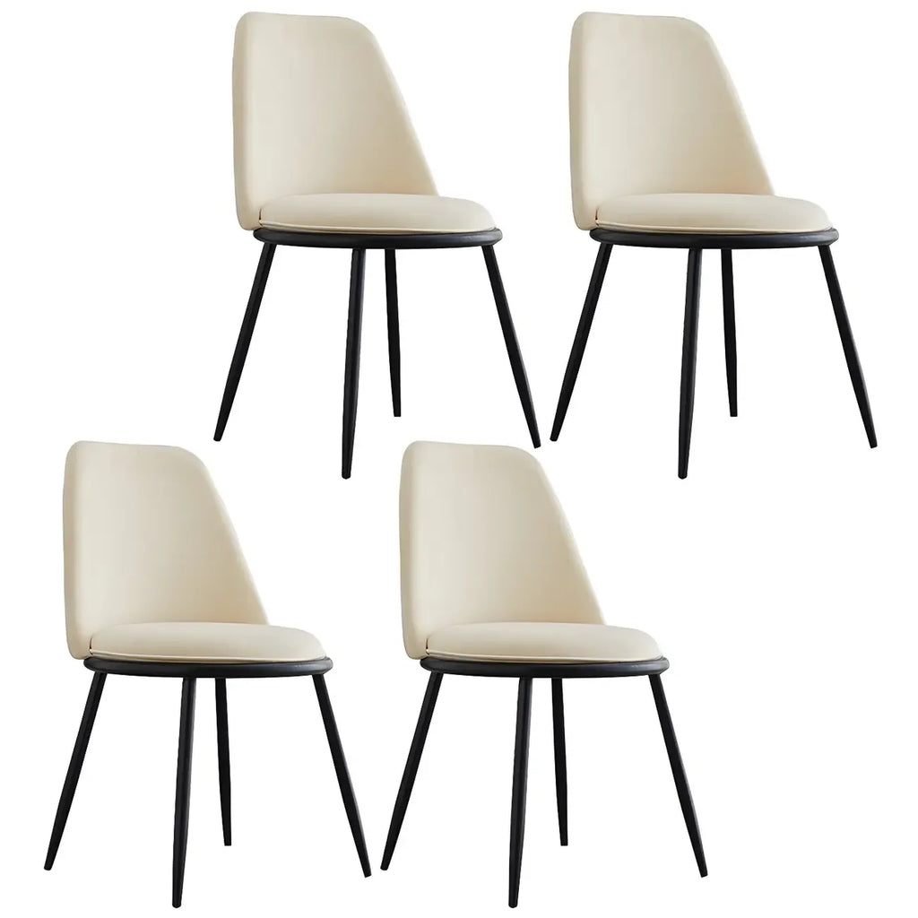 Chaises de salle à manger glamour scandinaves en cuir sans accoudoirs, structure en métal