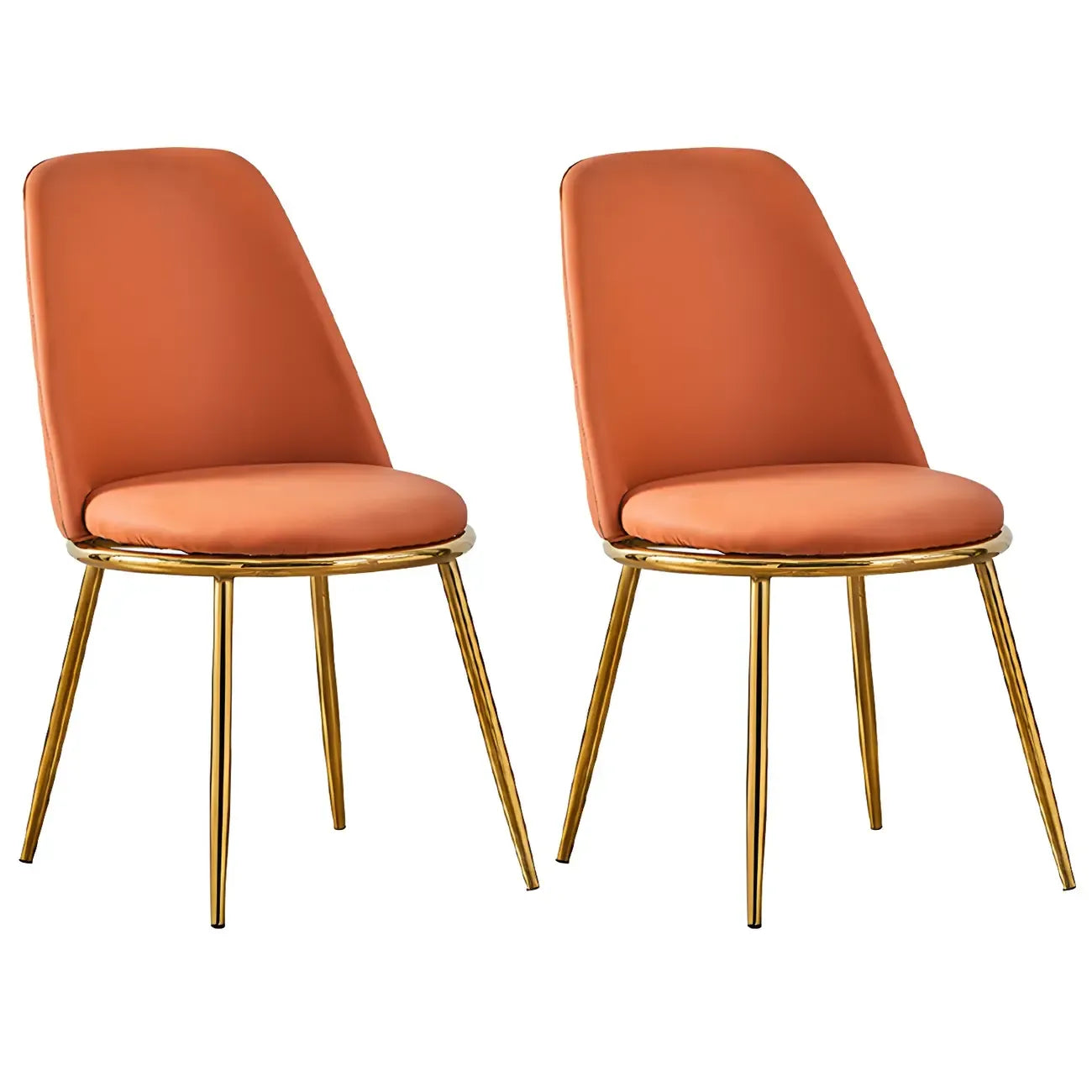 Chaises de salle à manger glamour scandinaves en cuir sans accoudoirs, structure en métal