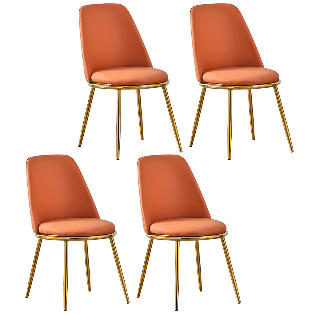 Chaises de salle à manger glamour scandinaves en cuir sans accoudoirs, structure en métal