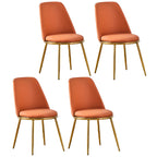 Chaises de salle à manger glamour scandinaves en cuir sans accoudoirs, structure en métal