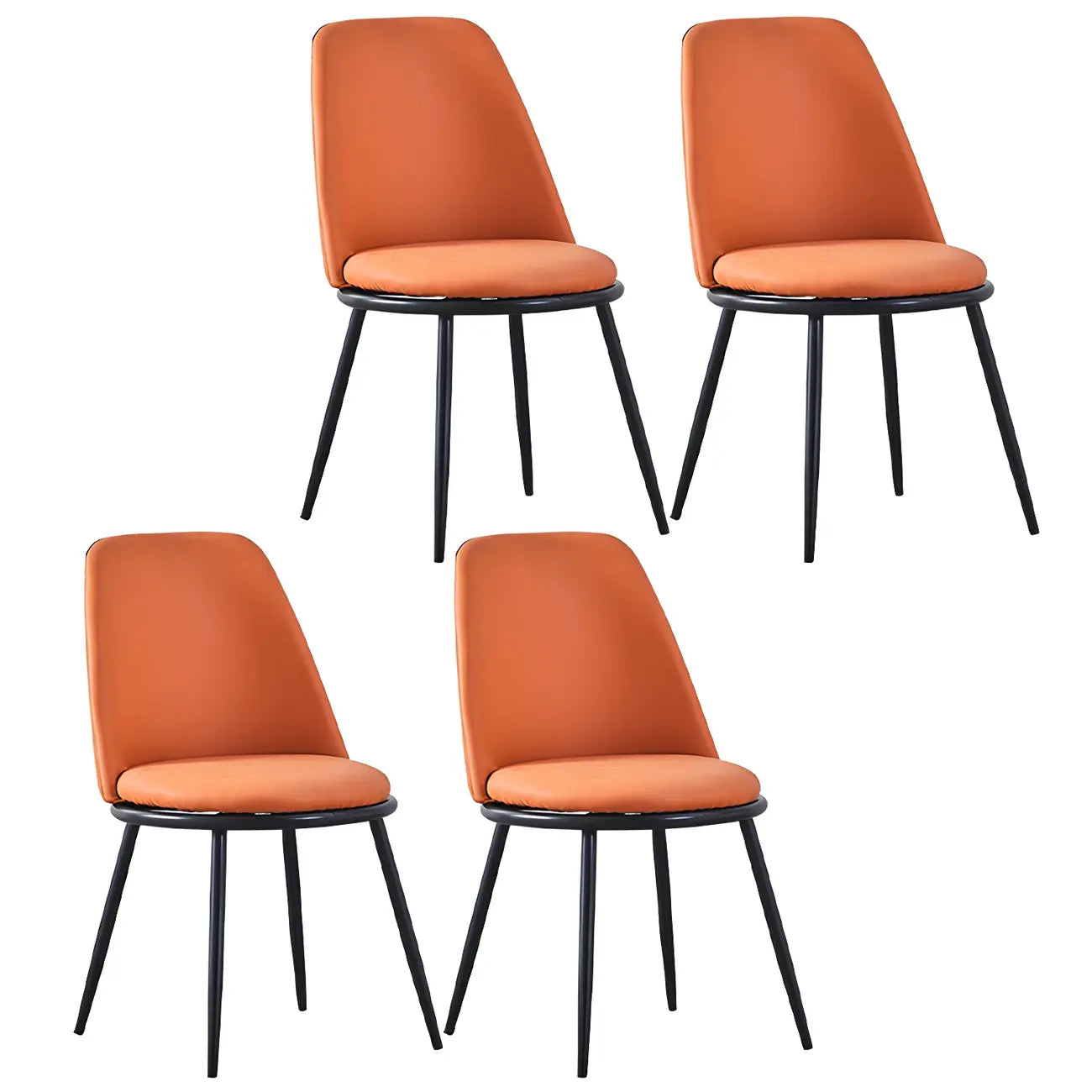 Chaises de salle à manger glamour scandinaves en cuir sans accoudoirs, structure en métal