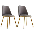 Chaises de salle à manger glamour scandinaves en cuir sans accoudoirs, structure en métal