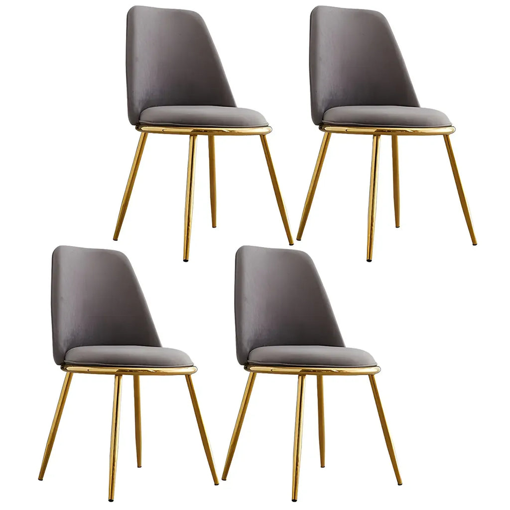 Chaises de salle à manger glamour scandinaves en cuir sans accoudoirs, structure en métal