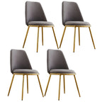 Chaises de salle à manger glamour scandinaves en cuir sans accoudoirs, structure en métal
