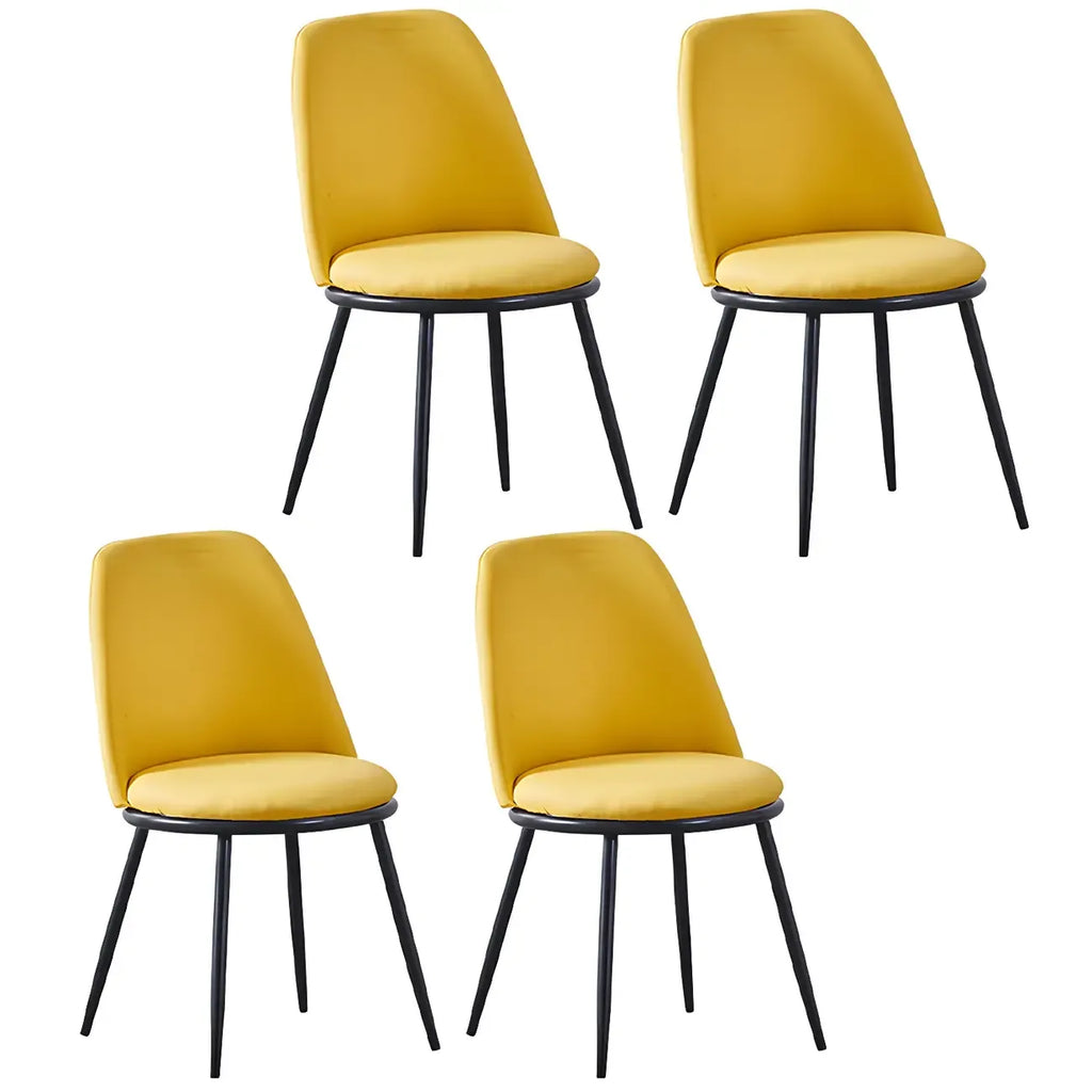 Chaises de salle à manger glamour scandinaves en cuir sans accoudoirs, structure en métal