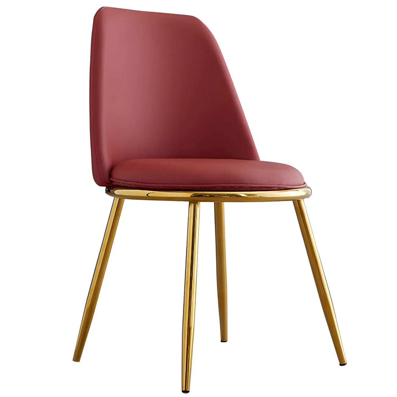 Chaises de salle à manger glamour scandinaves en cuir sans accoudoirs, structure en métal
