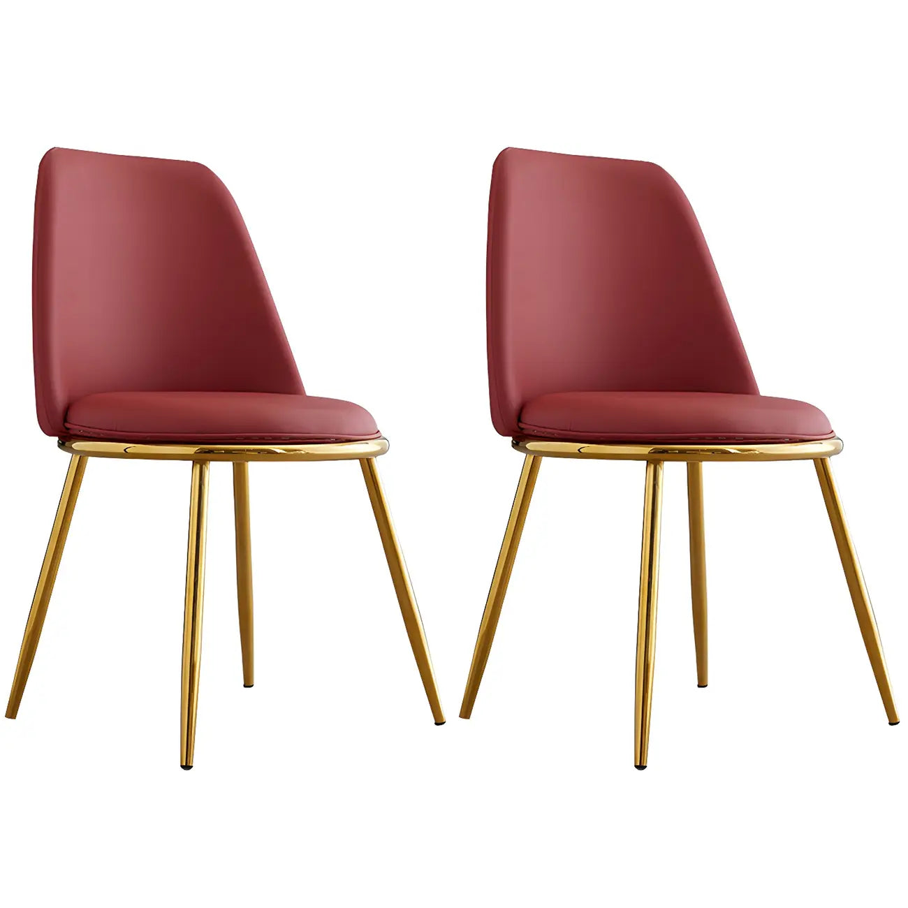 Chaises de salle à manger glamour scandinaves en cuir sans accoudoirs, structure en métal