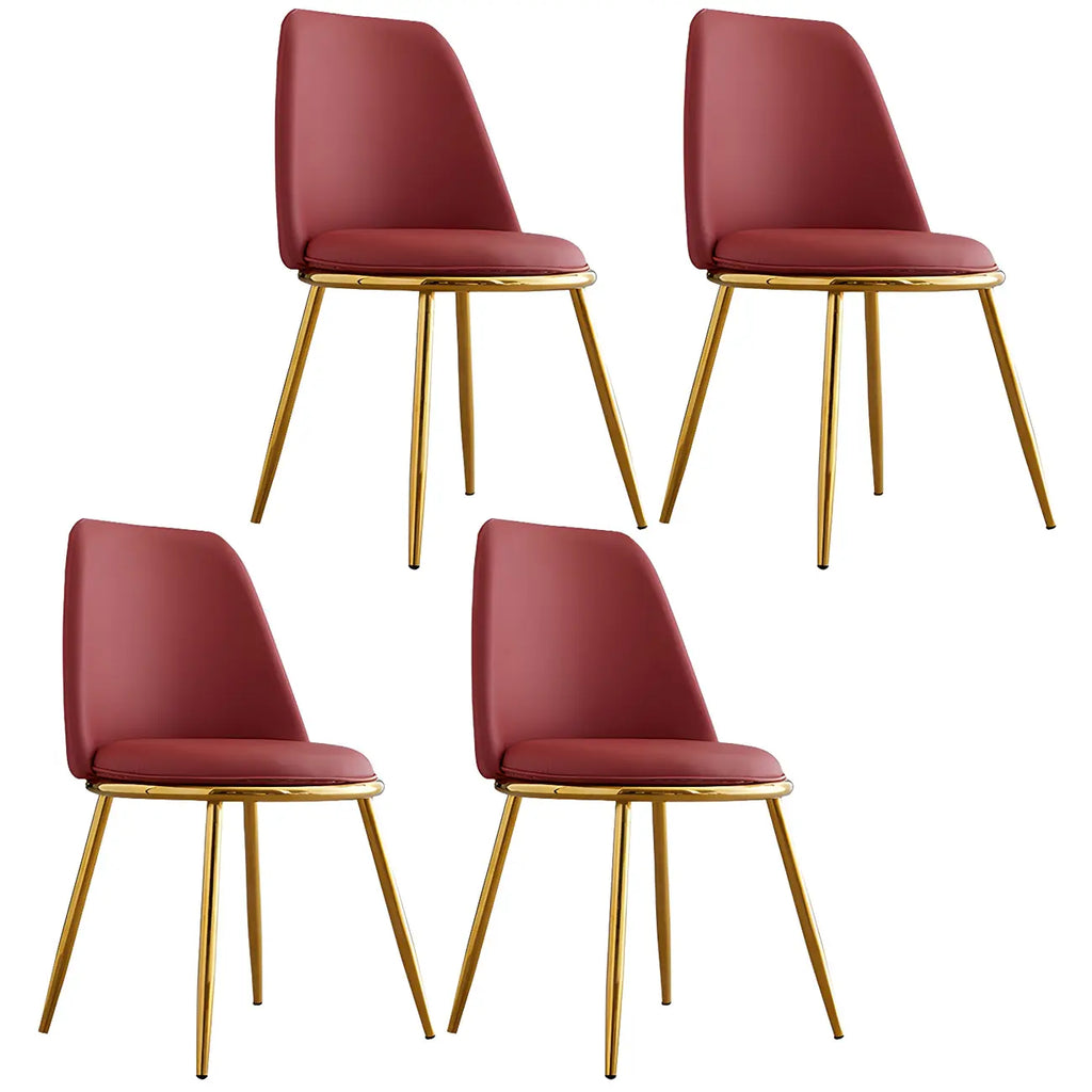 Chaises de salle à manger glamour scandinaves en cuir sans accoudoirs, structure en métal