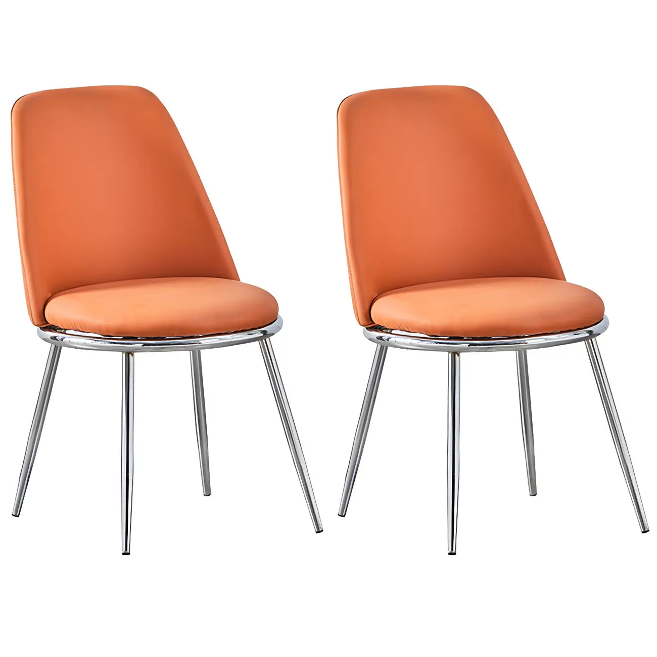 Chaises de salle à manger glamour scandinaves en cuir sans accoudoirs, structure en métal