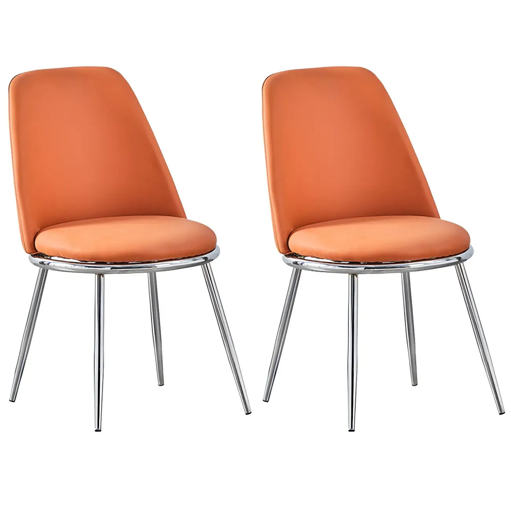 Chaises de salle à manger glamour scandinaves en cuir sans accoudoirs, structure en métal