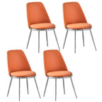 Chaises de salle à manger glamour scandinaves en cuir sans accoudoirs, structure en métal