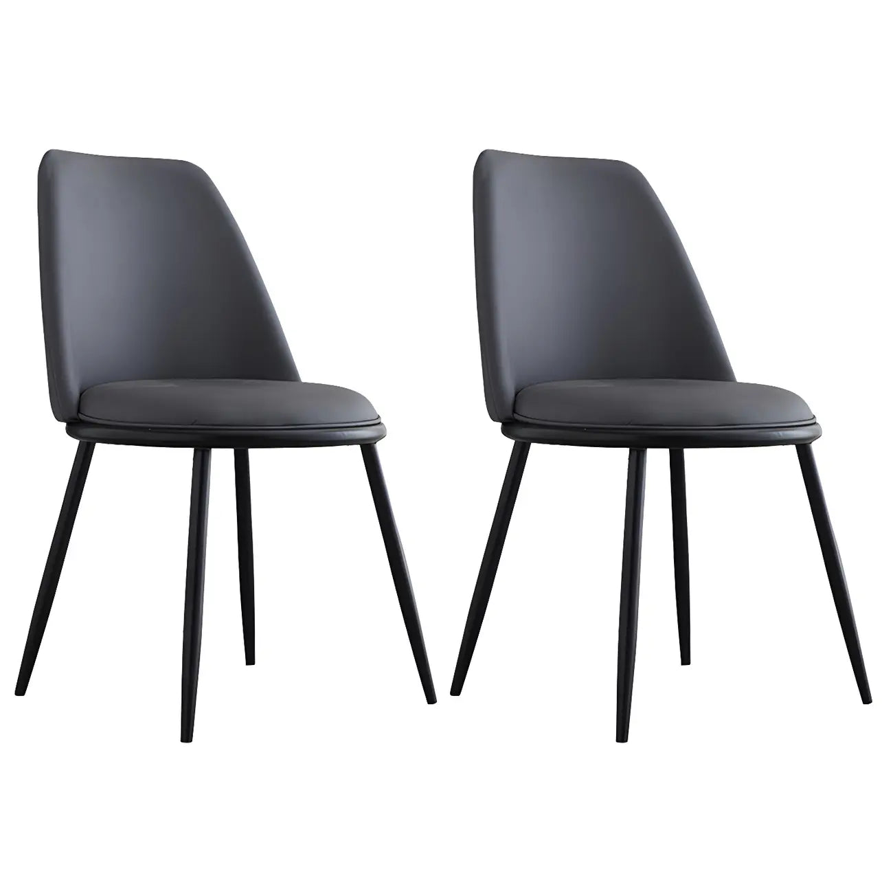 Chaises de salle à manger glamour scandinaves en cuir sans accoudoirs, structure en métal