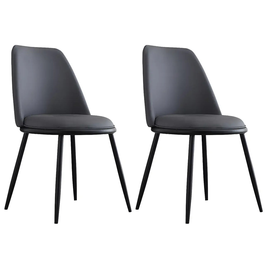 Chaises de salle à manger glamour scandinaves en cuir sans accoudoirs, structure en métal