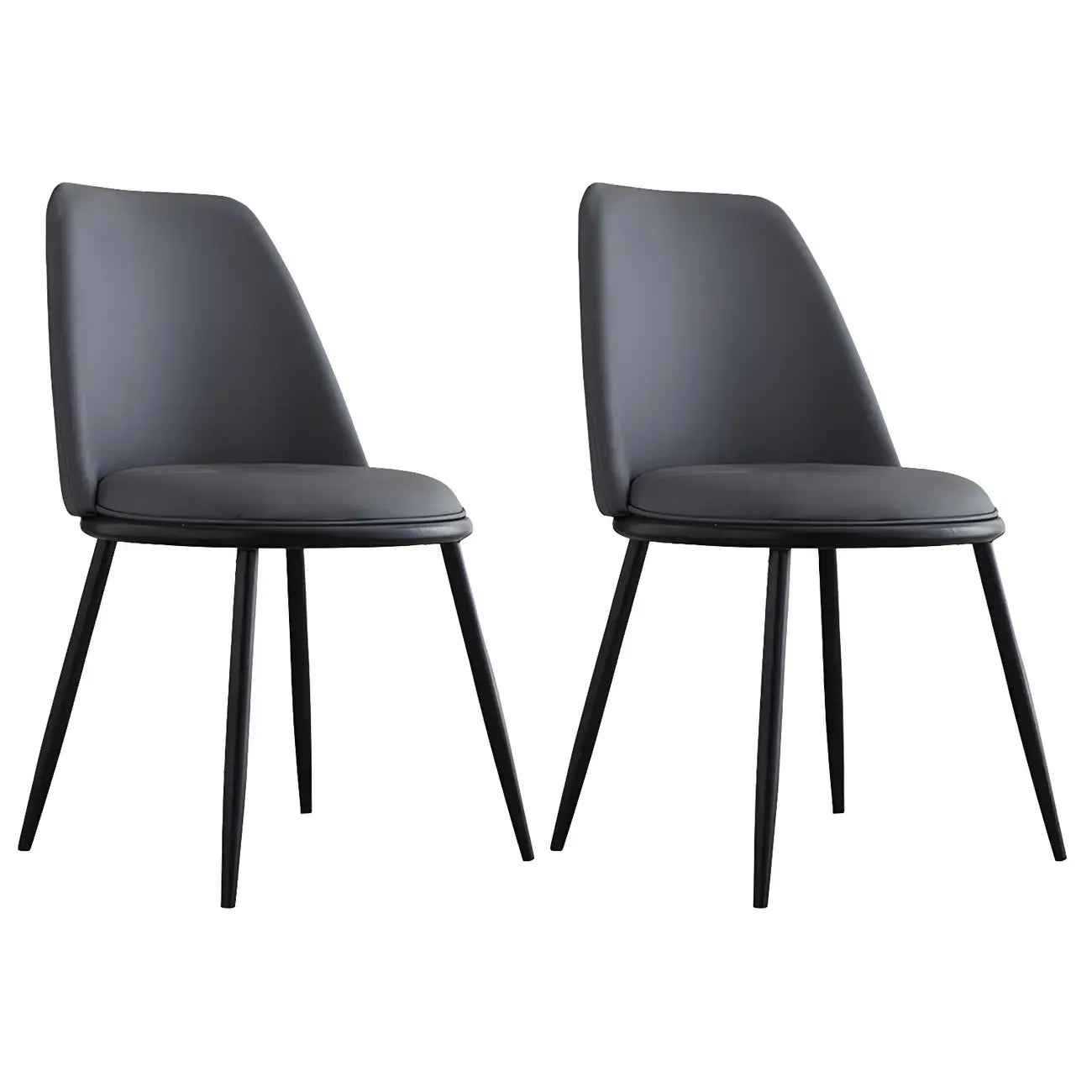 Chaises de salle à manger glamour scandinaves en cuir sans accoudoirs, structure en métal