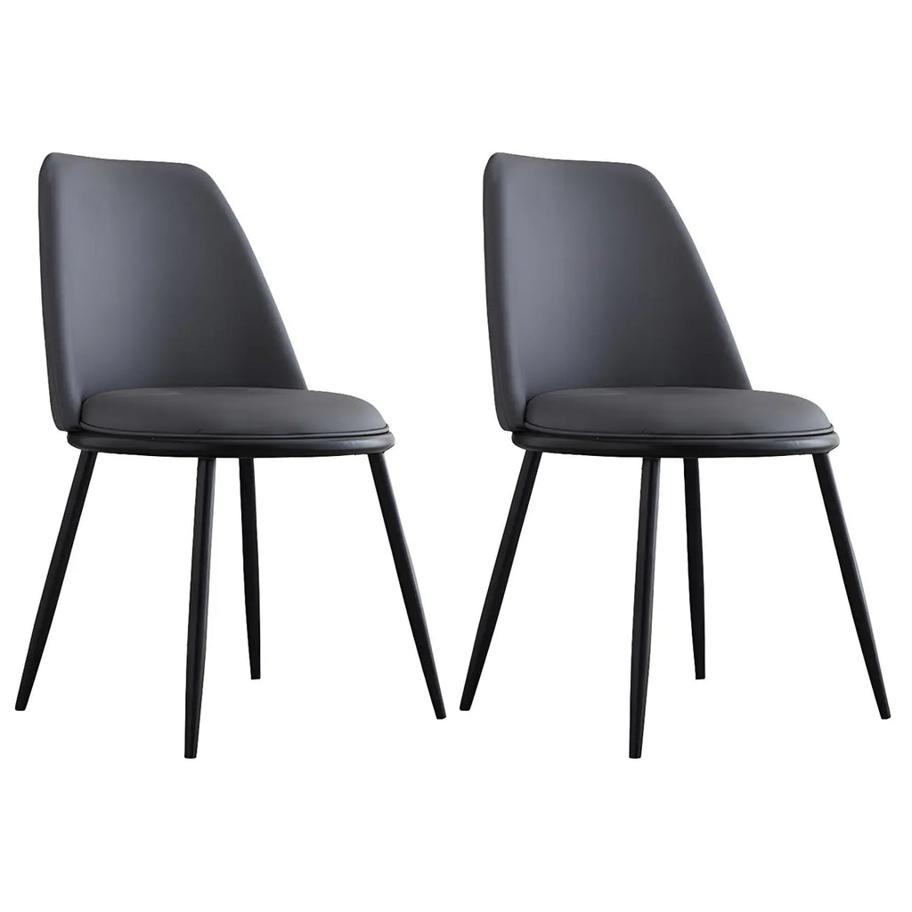 Chaises de salle à manger glamour scandinaves en cuir sans accoudoirs, structure en métal