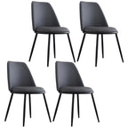 Chaises de salle à manger glamour scandinaves en cuir sans accoudoirs, structure en métal