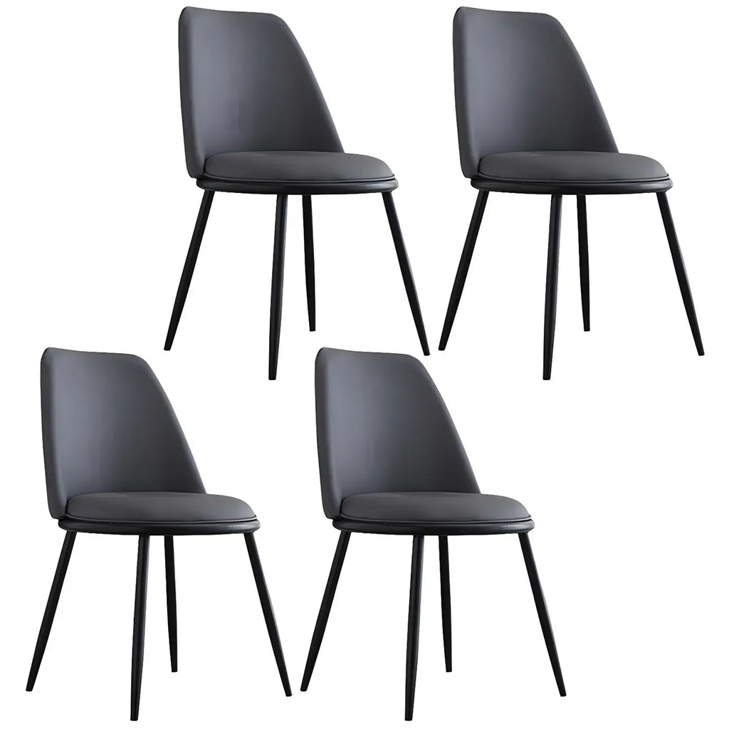 Chaises de salle à manger glamour scandinaves en cuir sans accoudoirs, structure en métal