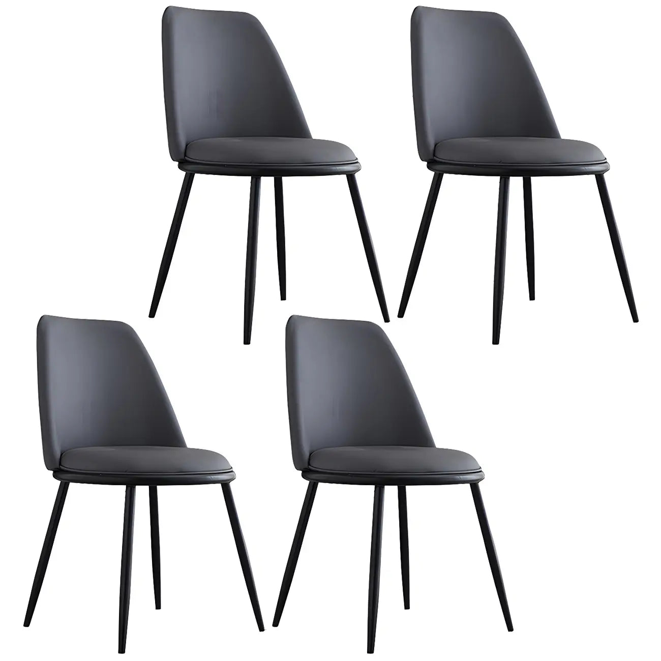 Chaises de salle à manger glamour scandinaves en cuir sans accoudoirs, structure en métal