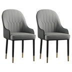 Chaise de salle à manger contemporaine en cuir avec accoudoirs et dossier incurvé