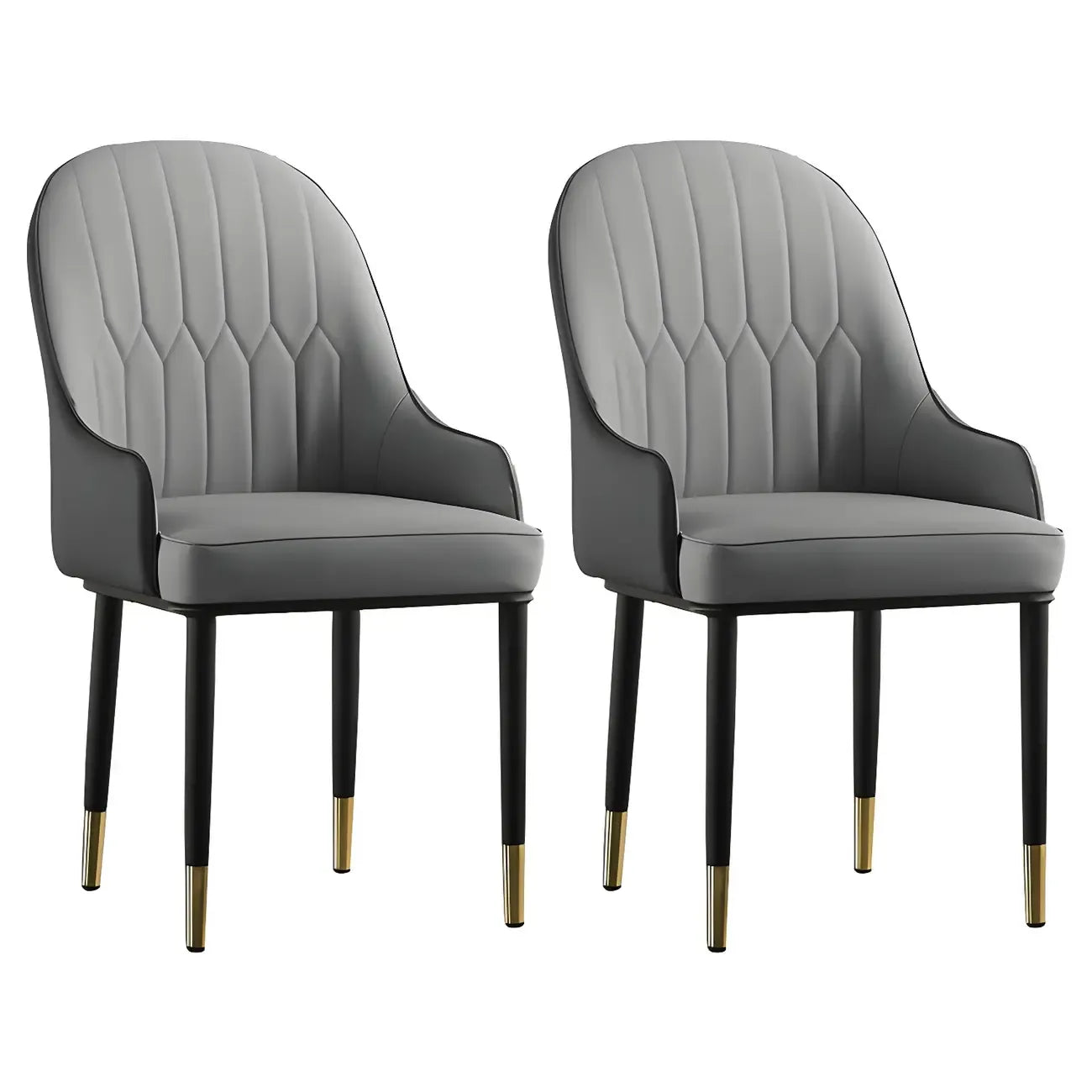 Chaise de salle à manger contemporaine en cuir avec accoudoirs et dossier incurvé