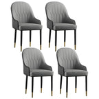 Chaise de salle à manger contemporaine en cuir avec accoudoirs et dossier incurvé