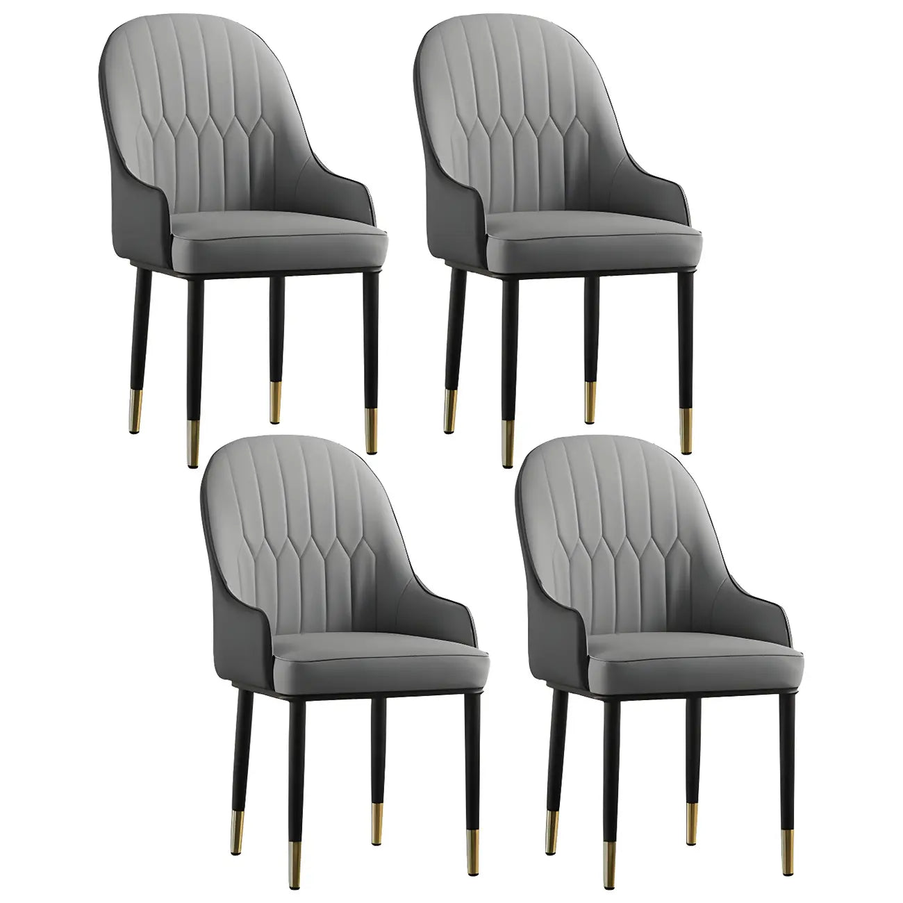Chaise de salle à manger contemporaine en cuir avec accoudoirs et dossier incurvé