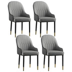 Chaise de salle à manger contemporaine en cuir avec accoudoirs et dossier incurvé