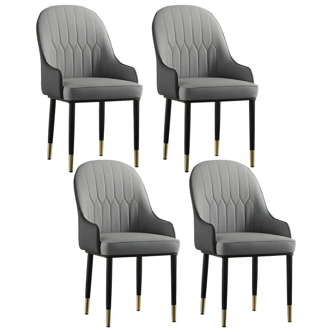 Chaise de salle à manger contemporaine en cuir avec accoudoirs et dossier incurvé