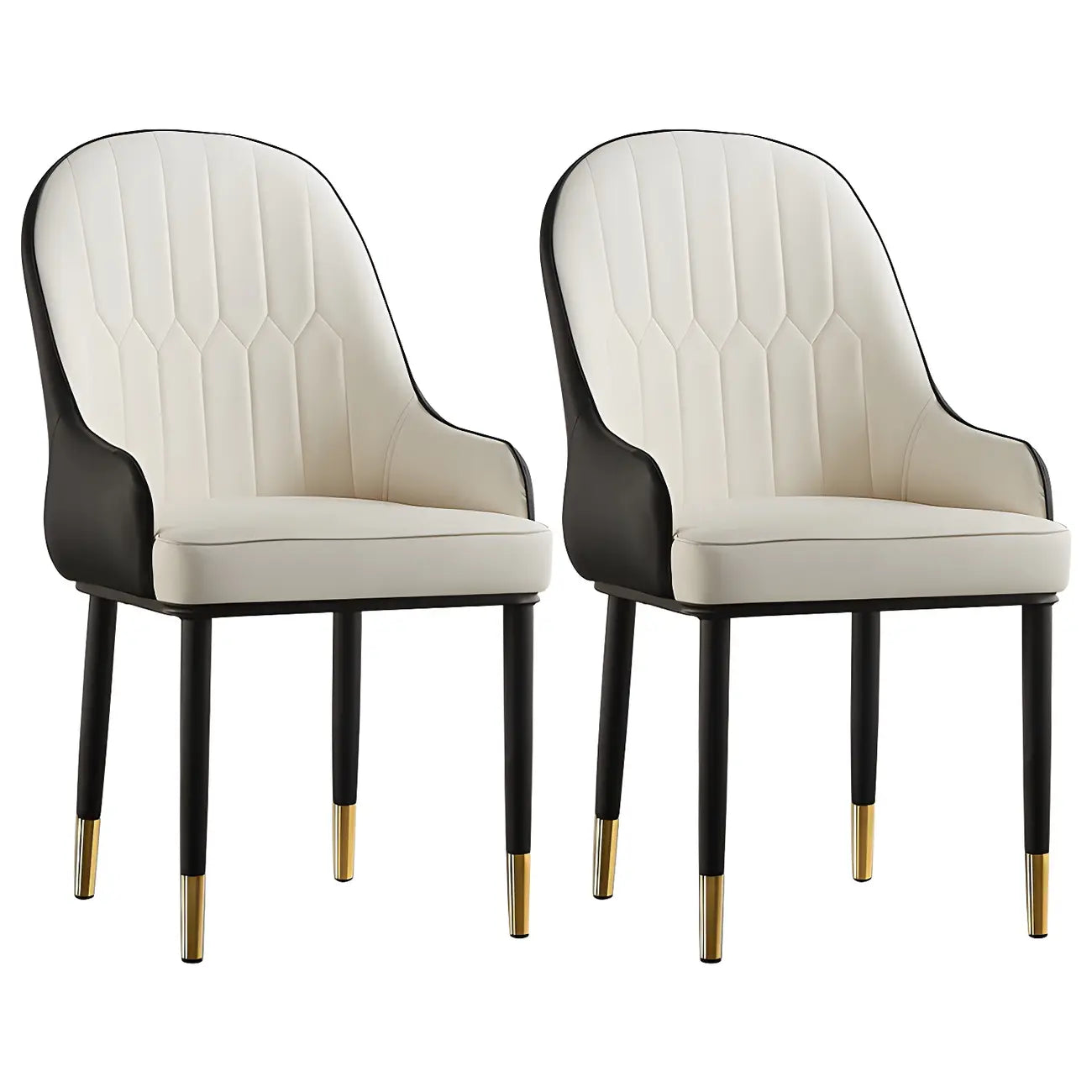 Chaise de salle à manger contemporaine en cuir avec accoudoirs et dossier incurvé