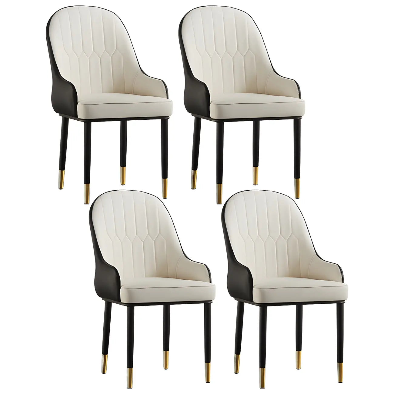 Chaise de salle à manger contemporaine en cuir avec accoudoirs et dossier incurvé