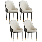 Chaise de salle à manger contemporaine en cuir avec accoudoirs et dossier incurvé