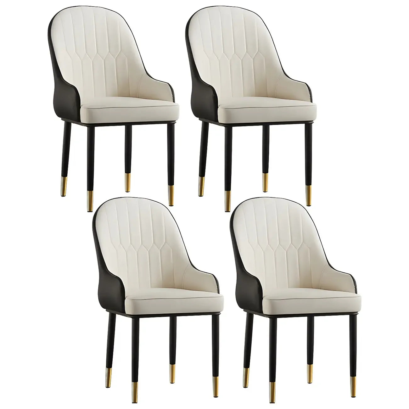 Chaise de salle à manger contemporaine en cuir avec accoudoirs et dossier incurvé